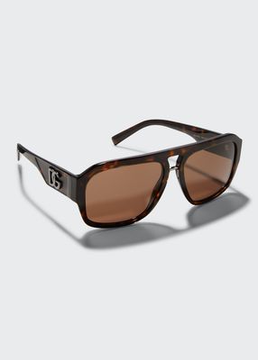 Men's Aviator Acetate DG-Logo Sunglasses