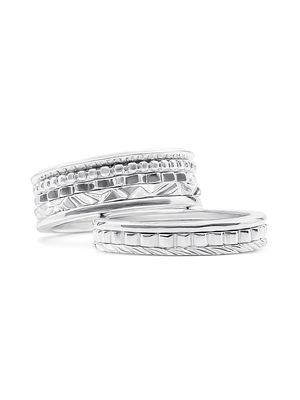 Men's Babel 2-Piece Sterling Silver Ring Set - Silver - Size 10 - Silver - Size 10