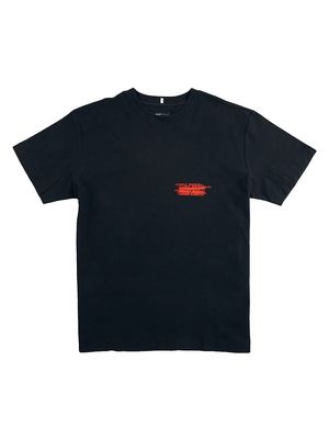 Men's Back Neon Logo Crewneck T-Shirt - Black - Size Small - Black - Size Small