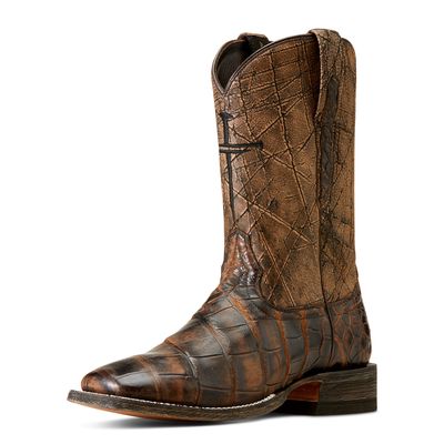 Men's Backwater Western Boots in Brown American Alligator Leather
