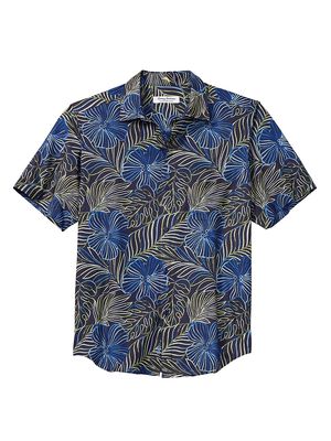 Men's Bahama Coast Monstera Lines Collared Shirt - Deep Space - Size Small - Deep Space - Size Small