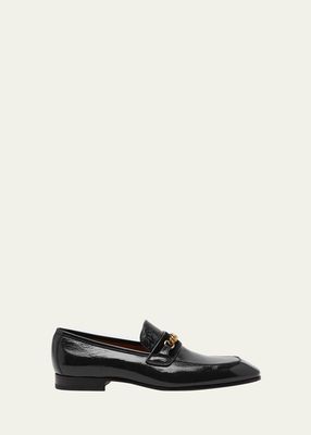 Men's Bailey Glossy Leather Chain Loafers