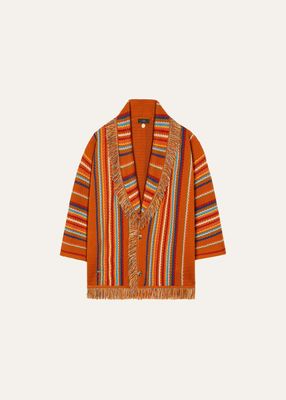 Men's Baja Stripe Fringe Cardigan Coat