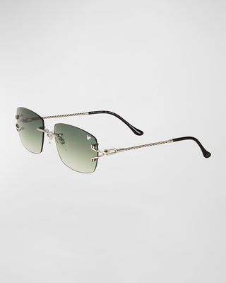 Men's Bal Harbour 24K White Gold Rimless Rectangle Sunglasses
