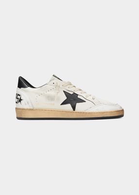 Men's Ball Star Distressed Leather Low-Top Sneakers