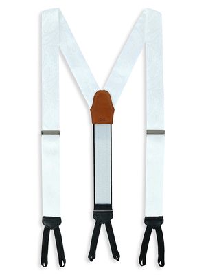 Men's Banbury Paisley Silk Suspenders - White - White