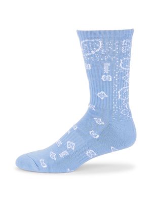 Men's Bandana Jacquard Cotton-Blend Socks - Sky Blue White - Sky Blue White