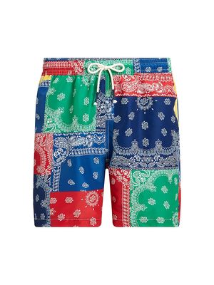 Men's Bandana Patchwork Print Swim Trunks - Archival Bandana Patchwork - Size Large