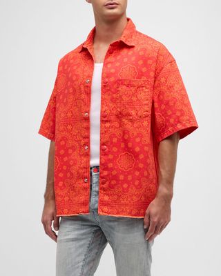 Men's Bandana-Print Cotton Shirt
