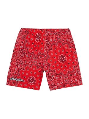 Men's Bandana Print Swim Board Shorts - Fiery Red - Size Small - Fiery Red - Size Small