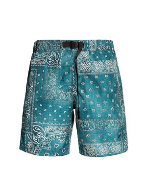 Men's Bandana Print Swim Trunks - Turquoise - Size Small - Turquoise - Size Small
