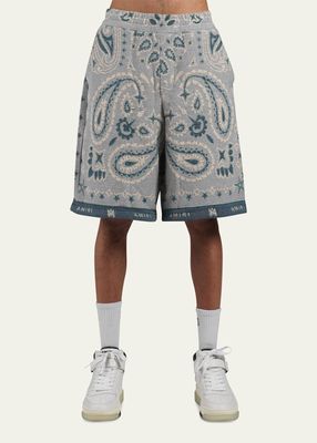 Men's Bandana Tapestry Wide-Leg Shorts