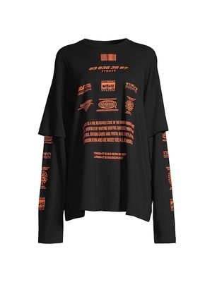 Men's Barcode Definition Double Long-Sleeve T-Shirt - Black - Size Small