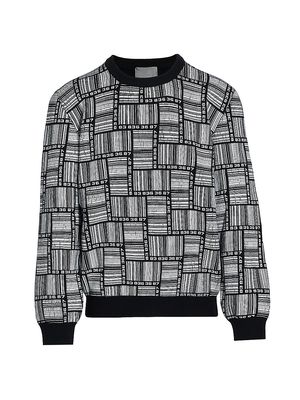 Men's Barcode Monogram Sweater - Black - Size Small - Black - Size Small
