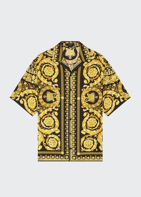 Men's Barocco Silk Camp Shirt