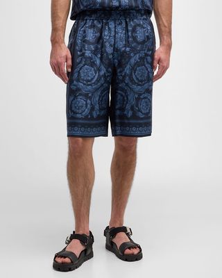 Men's Barocco Silk Twill Shorts