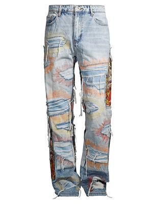 Men's Barrage Graphic Embroidered Jeans - Sky - Size 28
