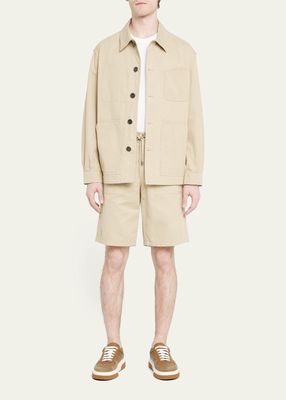 Men's Beige Button-Front Garden Jacket