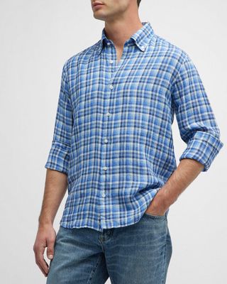 Men's Bella Plaid Linen Sport Shirt