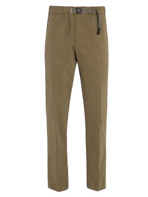 Men's Belted Cotton Pants - Olive - Size 34