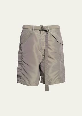 Men's Belted Nylon Twill Cargo Shorts