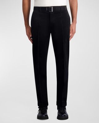 Men's Belted Pintuck Corduroy Pants