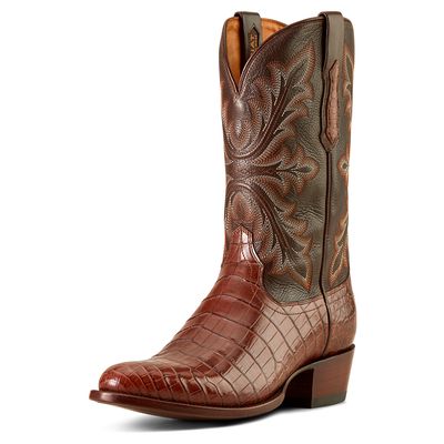 Men's Bench Made James Western Boots in Whiskey Nile Croc Rustic Tobacco Leather