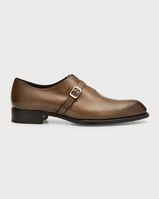 Men's Benedict Leather Single Monk Strap Loafers