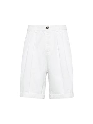 Men's Bermuda Shorts In Twisted Cotton Gabardine - White - Size 30