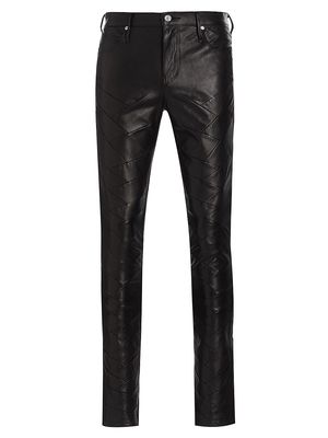 Men's Bert Braid Leather Pants - Black - Size 29 - Black - Size 29