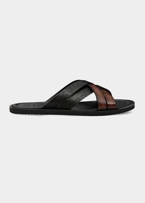 Men's Bicolor Crisscross Leather Sandals
