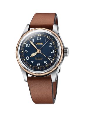 Men's Big Crown Pointer Date Leather Strap Watch - Sapphire