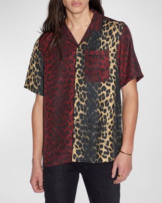 Men's Big Kat Colorblock Leopard Resort Shirt