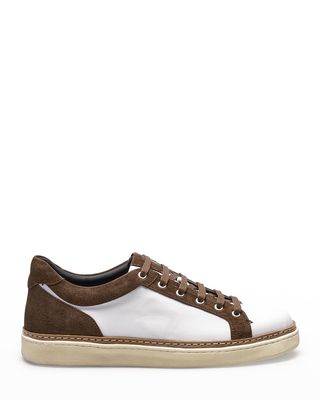 Men's Binetto Mix-Leather Low-Top Sneakers