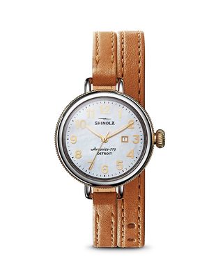 Men's Birdy 34MM Leather Double-Strap Watch - Pearl - Pearl
