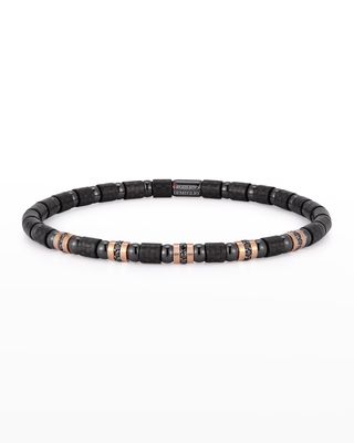 Men's Black Carbon Bracelet with 5 Rose Gold Sections