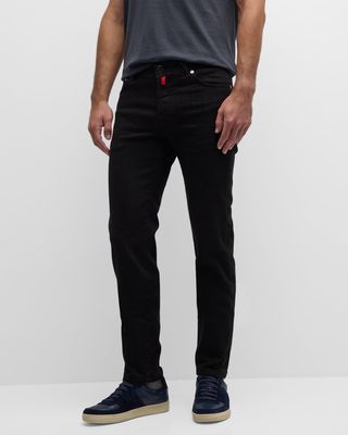 Men's Black Denim Slim-Leg Jeans