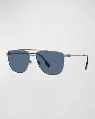 Men's Blaine Double-Bridge Metal Aviator Sunglasses