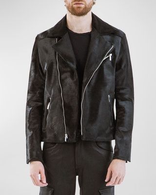 Men's Blake Calfskin Leather Moto Jacket