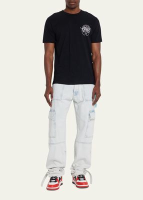 Men's Bleached Cargo Pants with Graffiti Back