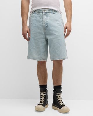 Men's Bleached Denim Shorts