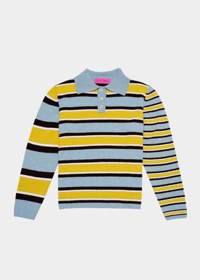 Men's Block-Stripe Cashmere Rugby Sweater