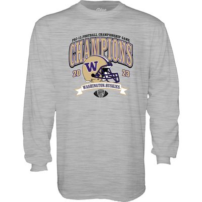 Men's Blue 84 Gray Washington Huskies 2023 Pac-12 Football Conference Champions Long Sleeve T-Shirt
