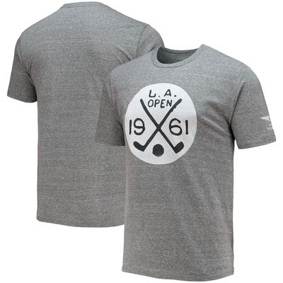 Men's Blue 84 Heathered Gray Genesis Invitational Heritage Collection LA Open Crossed Clubs Tri-Blend T-Shirt in Heather Gray