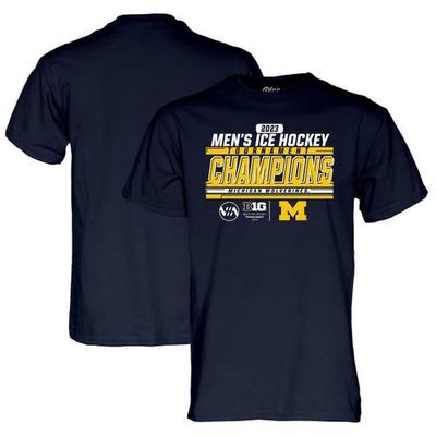 Men's Blue 84 Navy Michigan Wolverines 2023 Big Ten Men's Ice Hockey Conference Tournament Champions T-Shirt