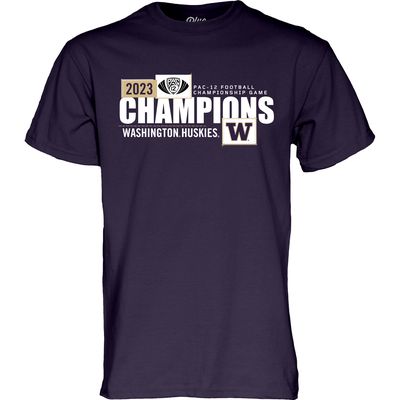 Men's Blue 84 Purple Washington Huskies 2023 Pac-12 Football Conference Champions Locker Room T-Shirt