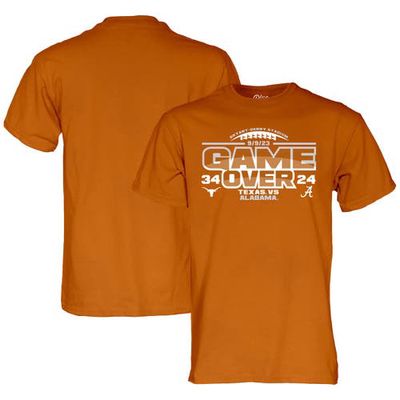 Men's Blue 84 Texas Orange Texas Longhorns vs. Alabama Crimson Tide 2023 Football Score T-Shirt in Burnt Orange