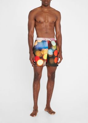 Men's Blurry Highway-Print Swim Shorts