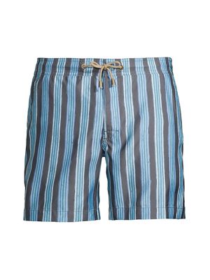 Men's Blurry Stripe Printed Swim Shorts - Blue - Size 30 - Blue - Size 30