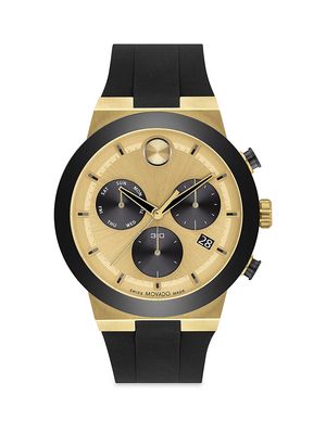 Men's Bold Fusion Silicone Strap Chronograph Watch - Gold - Gold